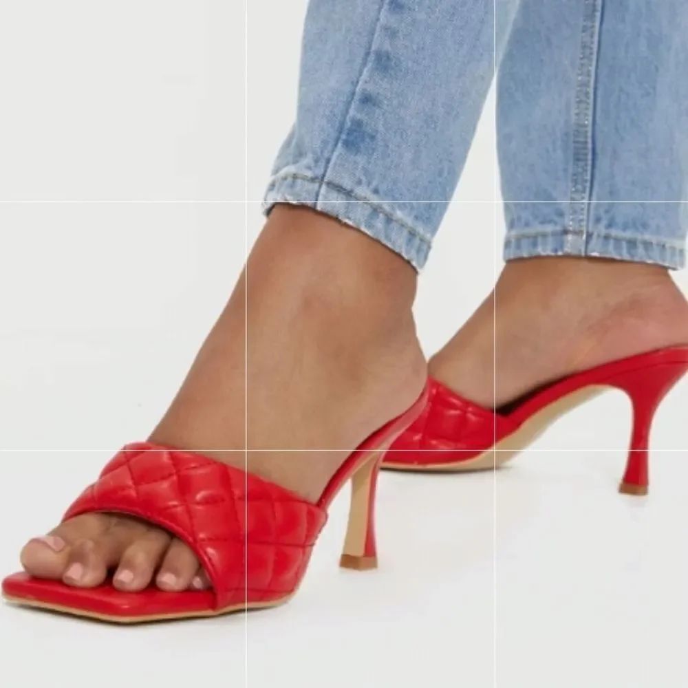 BRAND NEW WILD DIVA QUILTED SQUARE TOE LOW HEEL MULE